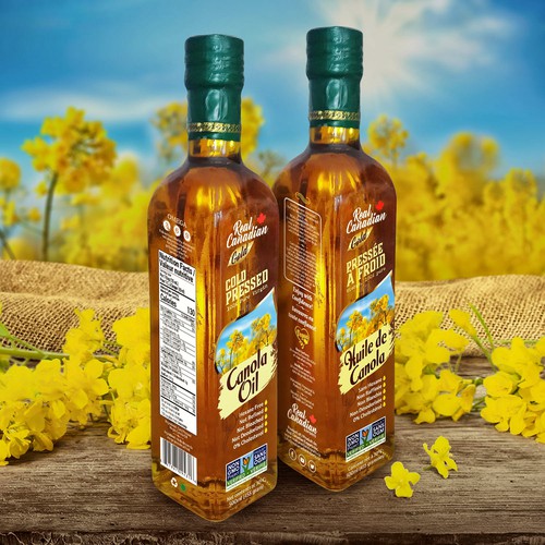 Retail label with the title 'Design for Canadian canola oil bottles.'