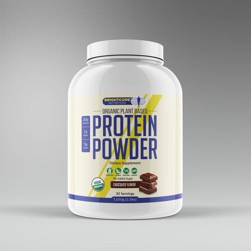 Protein label with the title 'Protein supplement label design'