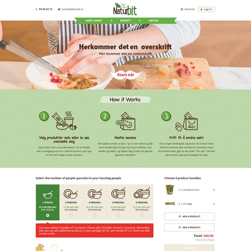 Food website with the title 'Modern, playful and healthy homepage for a Nordic based brand!'