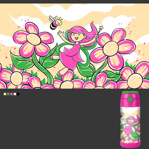 Cute packaging with the title 'Kids Bottle Design'