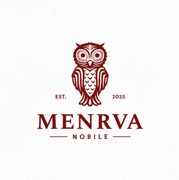 Owl logo with the title 'Owl of Minerva Goddess Logo'