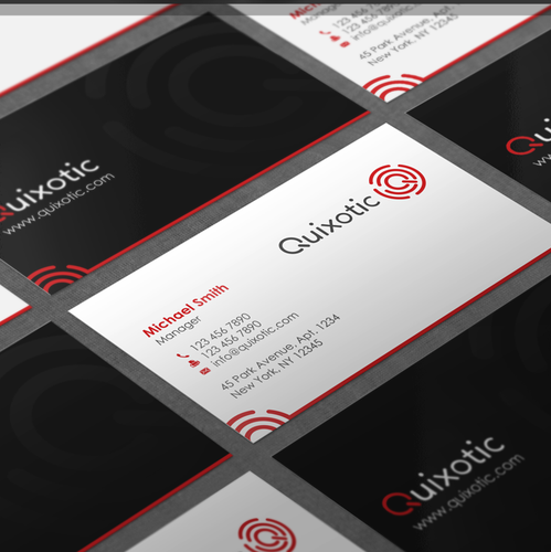 Line design with the title 'A Slick and Class Logo and Biz card for Quixotic'