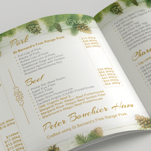 Manual design with the title 'Christmas Brochure for Retail Butcher'