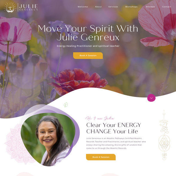 Mindfulness design with the title 'Website for a spiritual/mystical wisdom teacher & mentor.'