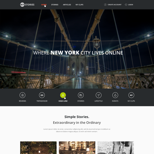 Blog website with the title 'NY Stories '