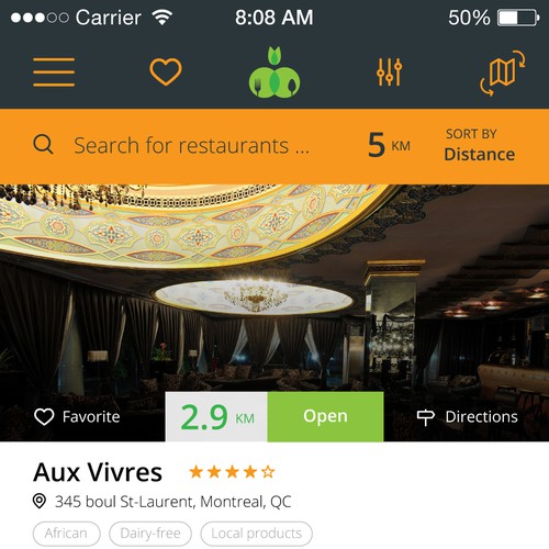 Rating design with the title 'Stunning Android App for Real Food'