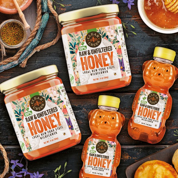 Food label with the title 'Set of honey labels'