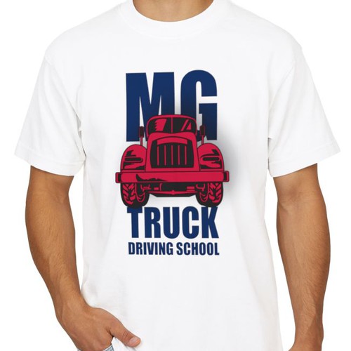 Truck t-shirt with the title 'MG Truck Driving School T-Shirt Design'