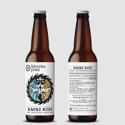 Maori Kiss beer logo/illustration & label design