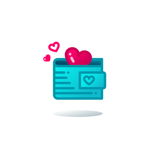 Wallet design with the title 'Love Wallet Concept'