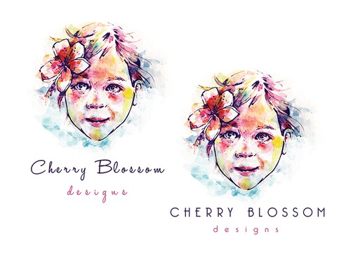 Girly design with the title 'Cherry Blossom Surfboards Logo.  Beautiful, functional art in the ocean'