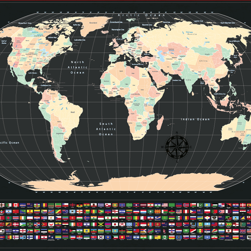 World artwork with the title 'Design a world scratch map for a top brand'