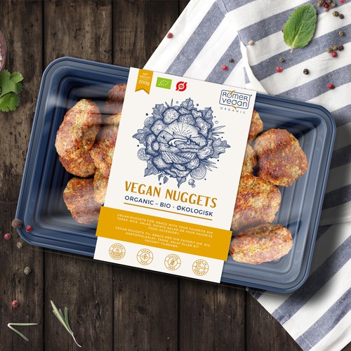 Luxurious label with the title 'Label design for Vegan Nuggets'