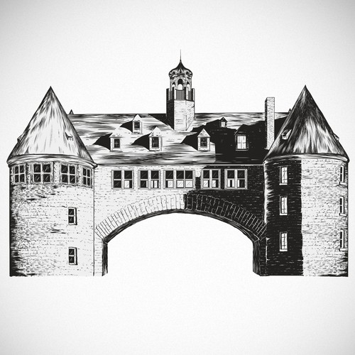 Detailed t-shirt with the title 'Castle Towers Illsutration'