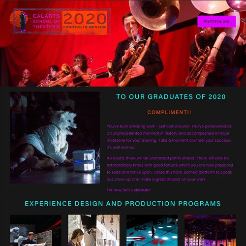 Theater design with the title 'CalArts Theater Portfolio Design'