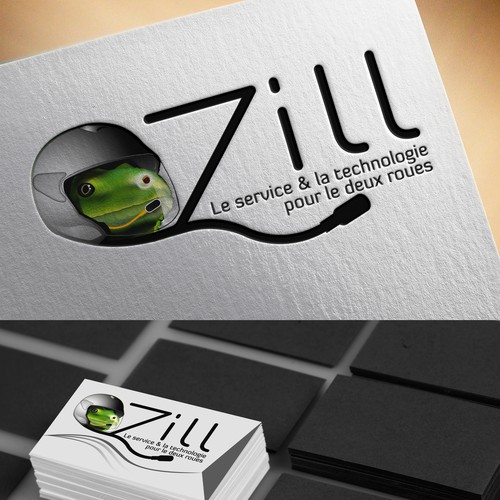 Reptile design with the title 'illustration logo entreprise avec un reptile biker casqué comme mascotte !'