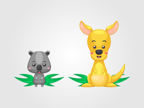 Company illustration with the title 'Create a cute kangaroo, wombat and gumleaf graphic for a new australian linen company'