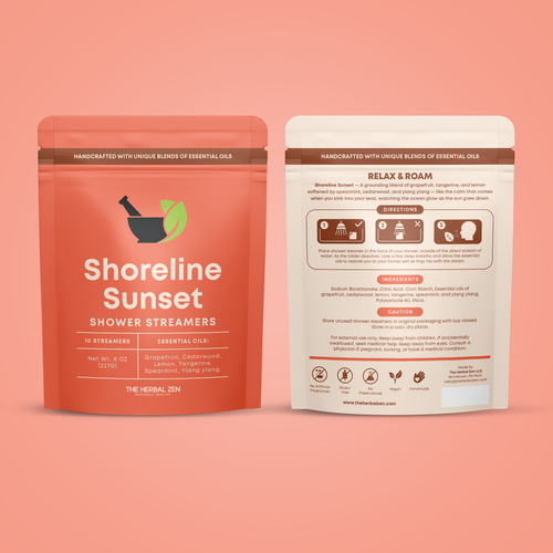 Orange design with the title 'Design an Elevated, Color-Forward Pouch for a Modern Wellness Brand'