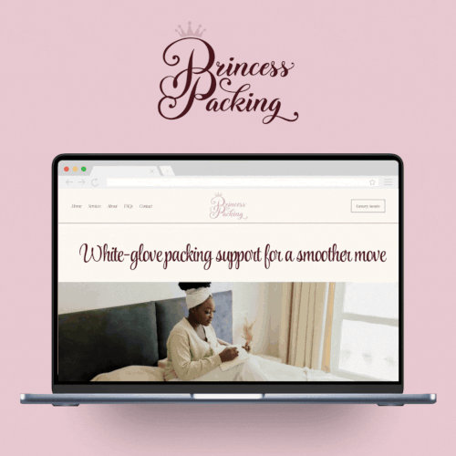 Design with the title 'Princess Packing Website'