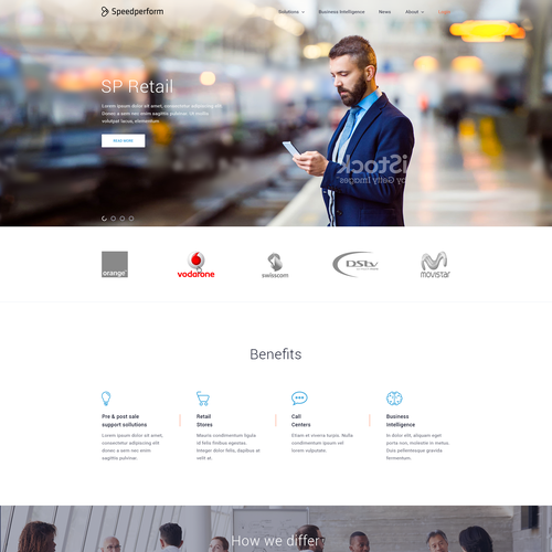 Mobile website with the title 'Speedperform Website Design'