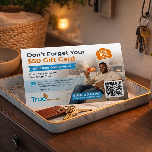 Mail design with the title 'Incentive postcard — gift-card sign-up mailing'