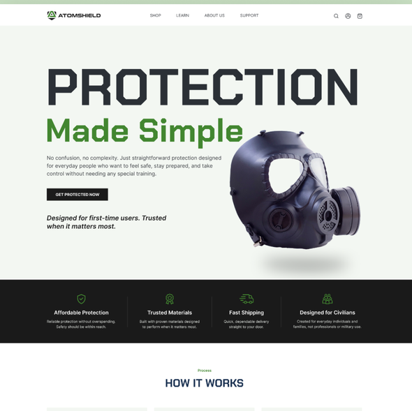 Homepage website with the title 'Civilian Security Gadget Landing Page'