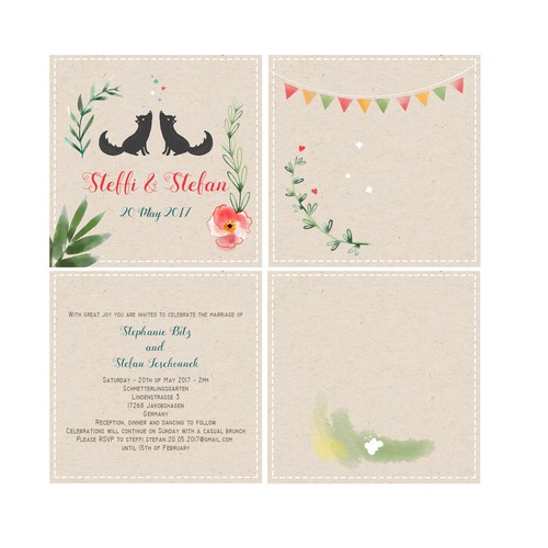 Cardboard design with the title 'Invitation for vintage barn wedding'