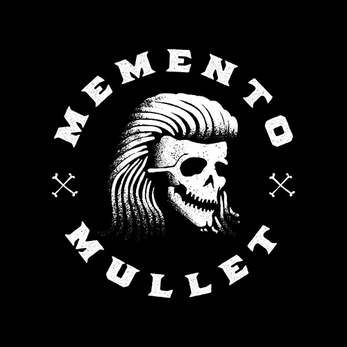 Black and white t-shirt with the title 'Memento Mullet'