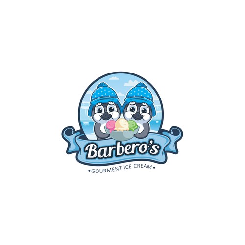 Ice design with the title 'Barbero's Gourment Ice Cream'