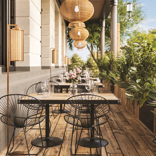 Diner design with the title '3D Rendering and Design for a resaturant patio'
