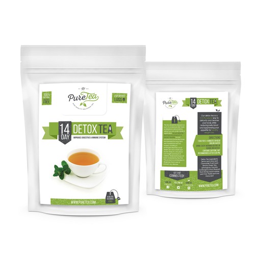 Clear packaging with the title 'Detox Tea'