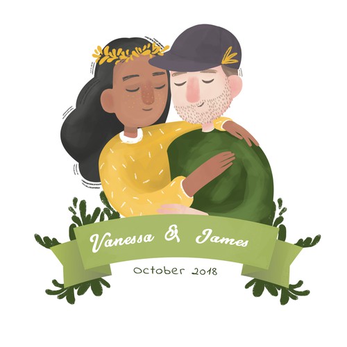 Wedding illustration with the title 'Design title'