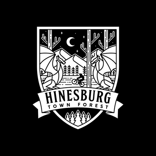 Mountain biking logo with the title 'Hinesburg Town Forest'