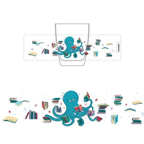 Vector artwork with the title 'Octopus for drinking glass'