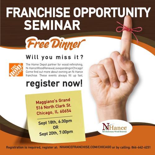 Witty design with the title 'New business or advertising wanted for N-Hance Wood Renewal'