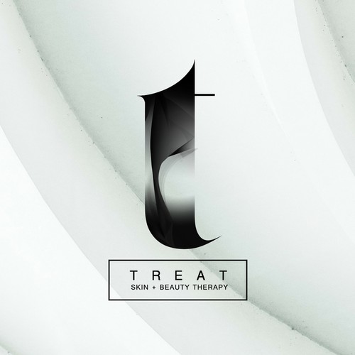 Black and white logo with the title 'Logo design for cosmetics company Treat'