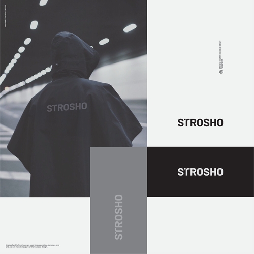 Kinetic logo with the title '/STROSHO/ Streetwear wordmark design'