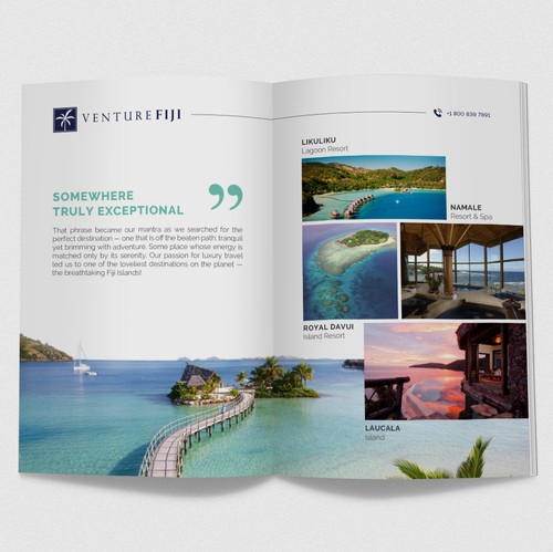 White background design with the title 'Design a Brochure for a Luxury Travel Brand'