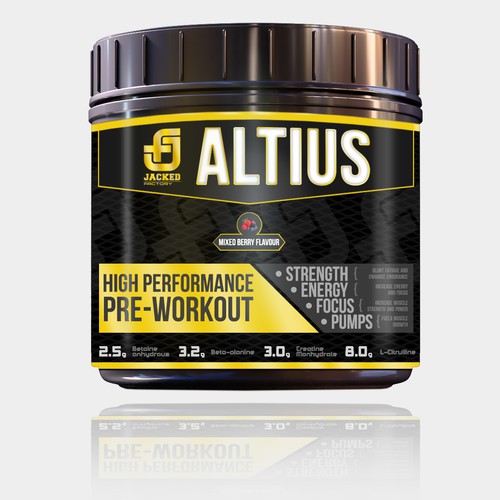 Yellow packaging with the title 'Workout Supplement packaging'
