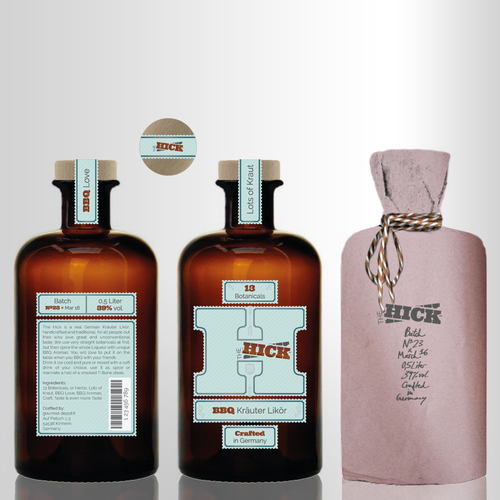 Craft label with the title 'label and package concept for a bbq cordial'