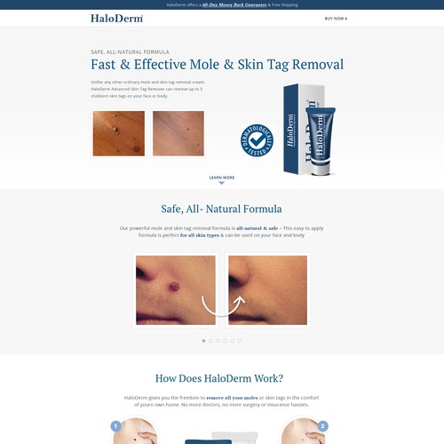 Cosmetics website with the title 'Landing Page for Skin Product'