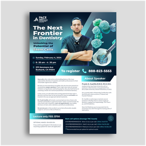 Seminar design with the title 'Implantology Seminars flyer'