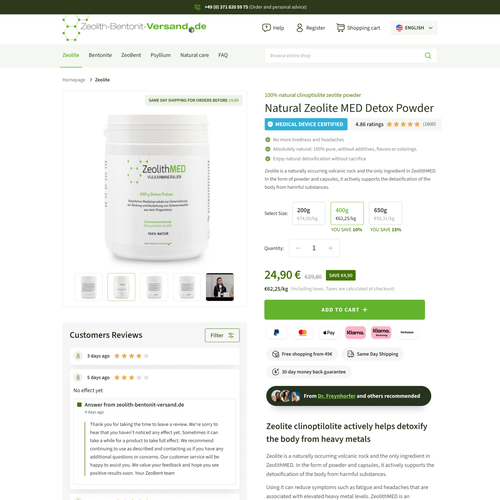 Supplement website with the title 'Website Design for a supplement brand'