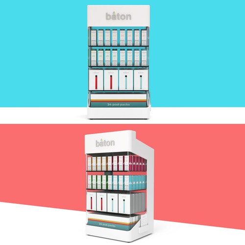 Acrylic design with the title 'In-store POS/POP display unit for Baton Vapor.'