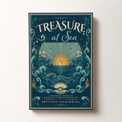 Nautical design with the title 'Treasure at Sea — Book Cover Design'