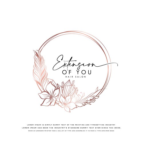 Rose gold logo with the title 'Extension of you hair salon'