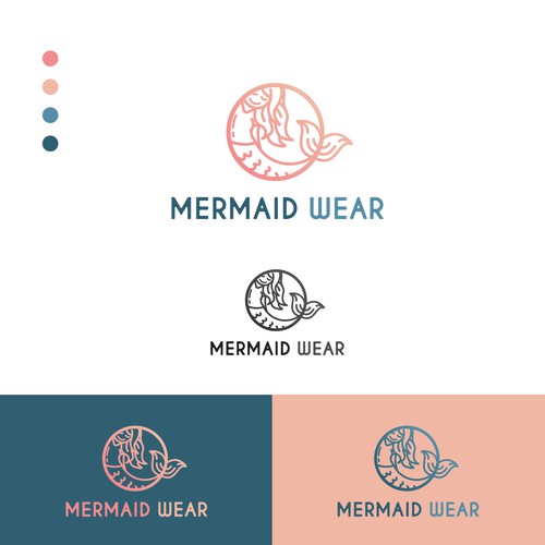 Mermaid logo with the title 'Logo concept for mermaid wear'