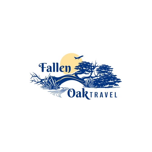 Travel agency logo with the title 'Fallen Oak Travel'