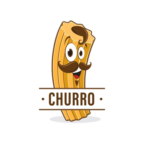 Churro logo with the title 'funny character for a dessert shop'