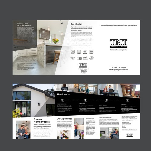 Asymmetrical design with the title 'remodel expert brochure'